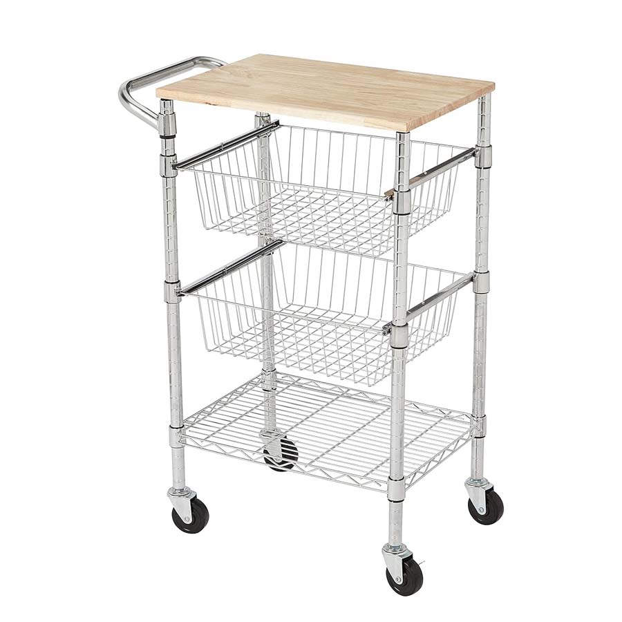 Carrellino da cucina in metallo e legno con rotelle